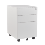 Lockable steel mobile pedestal with file drawer and wheels for office desks