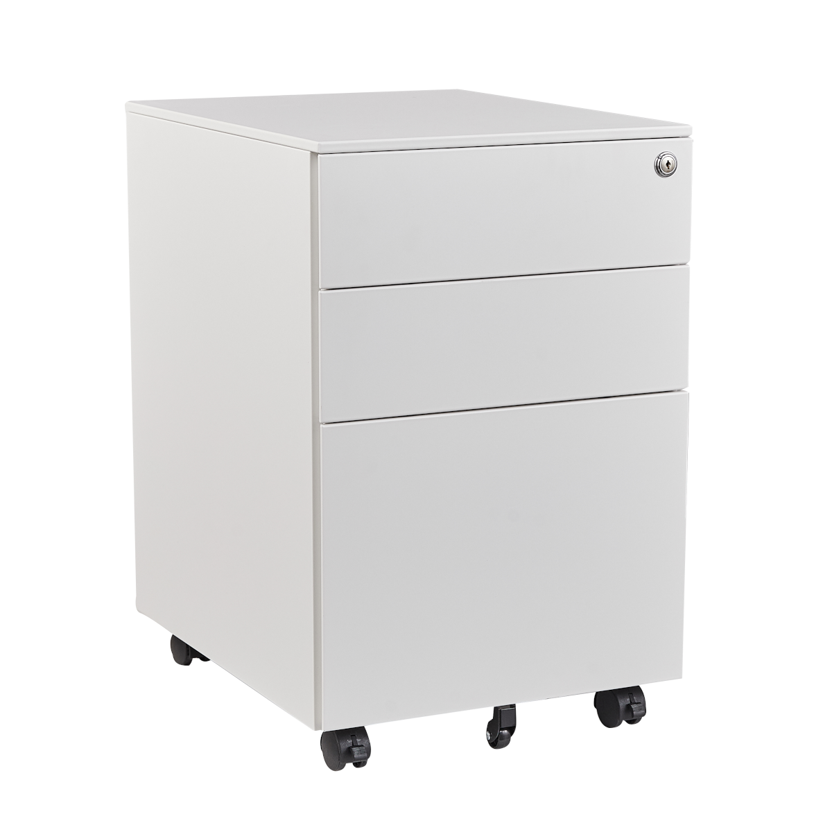 Lockable steel mobile pedestal with file drawer and wheels for office desks