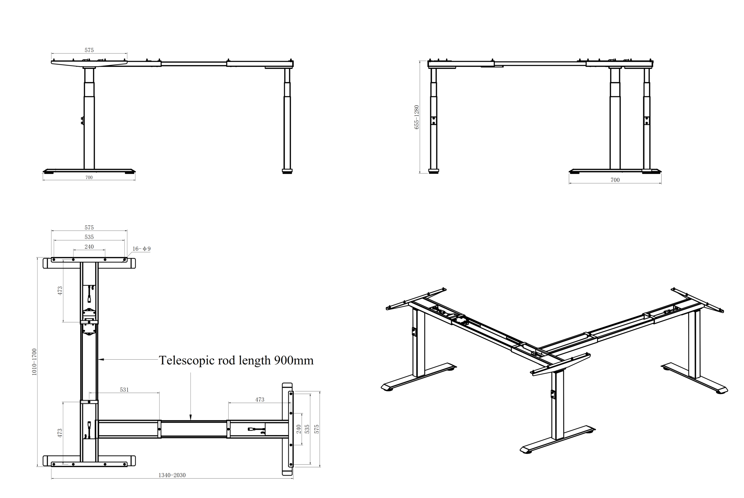 Amega2000 3 motor L-shape electric standing desk frame white black grey satin Melbourne commercial