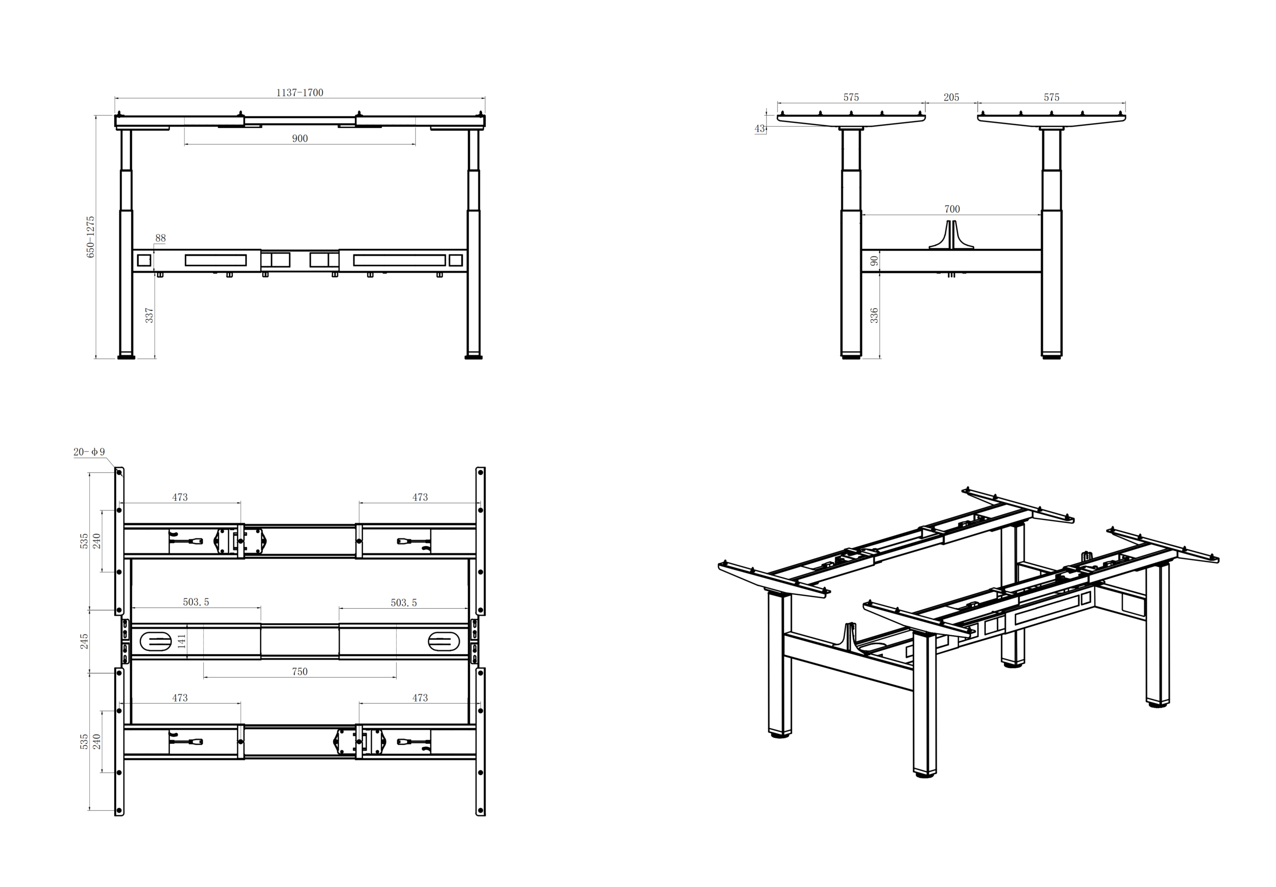 Amega2000 2x dual motor electric standing desk frame white black satin back-to-back office Melbourne