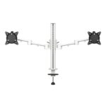Amega2000 dual monitor arm white black satin ergonomic 17-32 inch screens office Melbourne