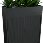 office planter boxes with tambour storage in a bright modern workspace