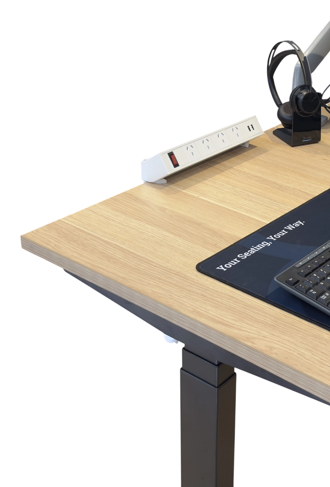 Amega2000 above desk power rail 4 GPO outlets 2 USB white office cable management Melbourne